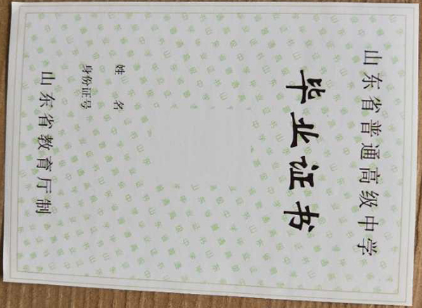 山東省2004高中畢業(yè)證樣本